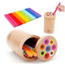 Montessori Toys for 1-3 Year Old: Wooden Learning Color Sorting Toys 8 colors