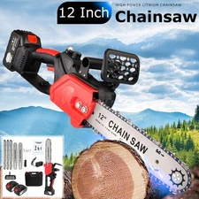12" Cordless Chainsaw 21V Brushless Electric Handheld Chain Saw w/Battery&Charge