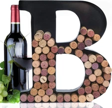 Metal Letter Wine Cork Keepsake Saver & Holder Monogram w/Free Wall Mount Kit A-