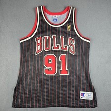Rare Vgt Champion Gold Logo NBA 50th Anniv Chicago Bulls Dennis Rodman 91 Jersey