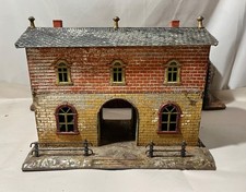 Antique Prewar German Bing Bahnhof Tinplate Train Station, EARLY 20th C, LARGE