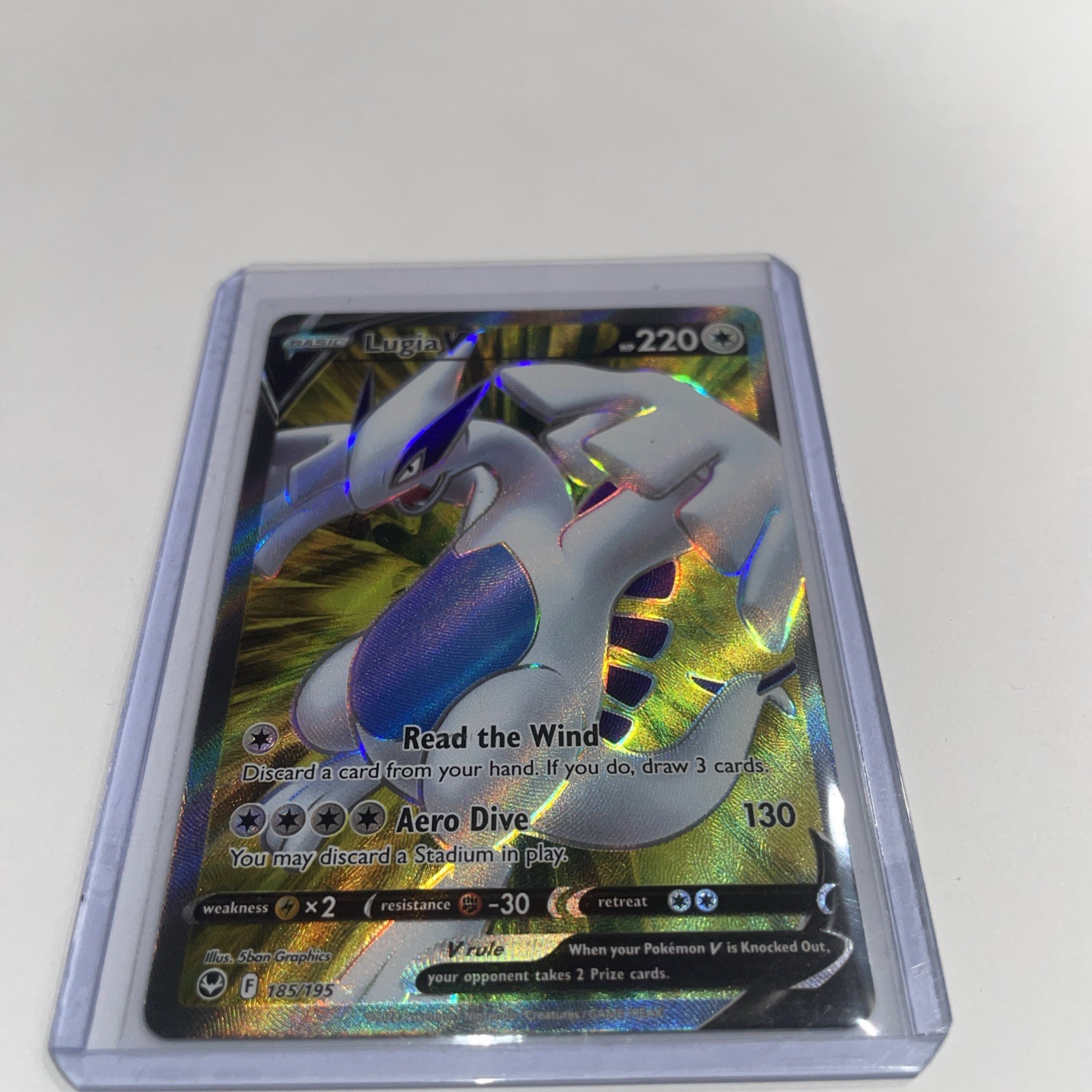 LUGIA V POKEMON HOLO SILVER TEMPEST SWSH 185/195 NM