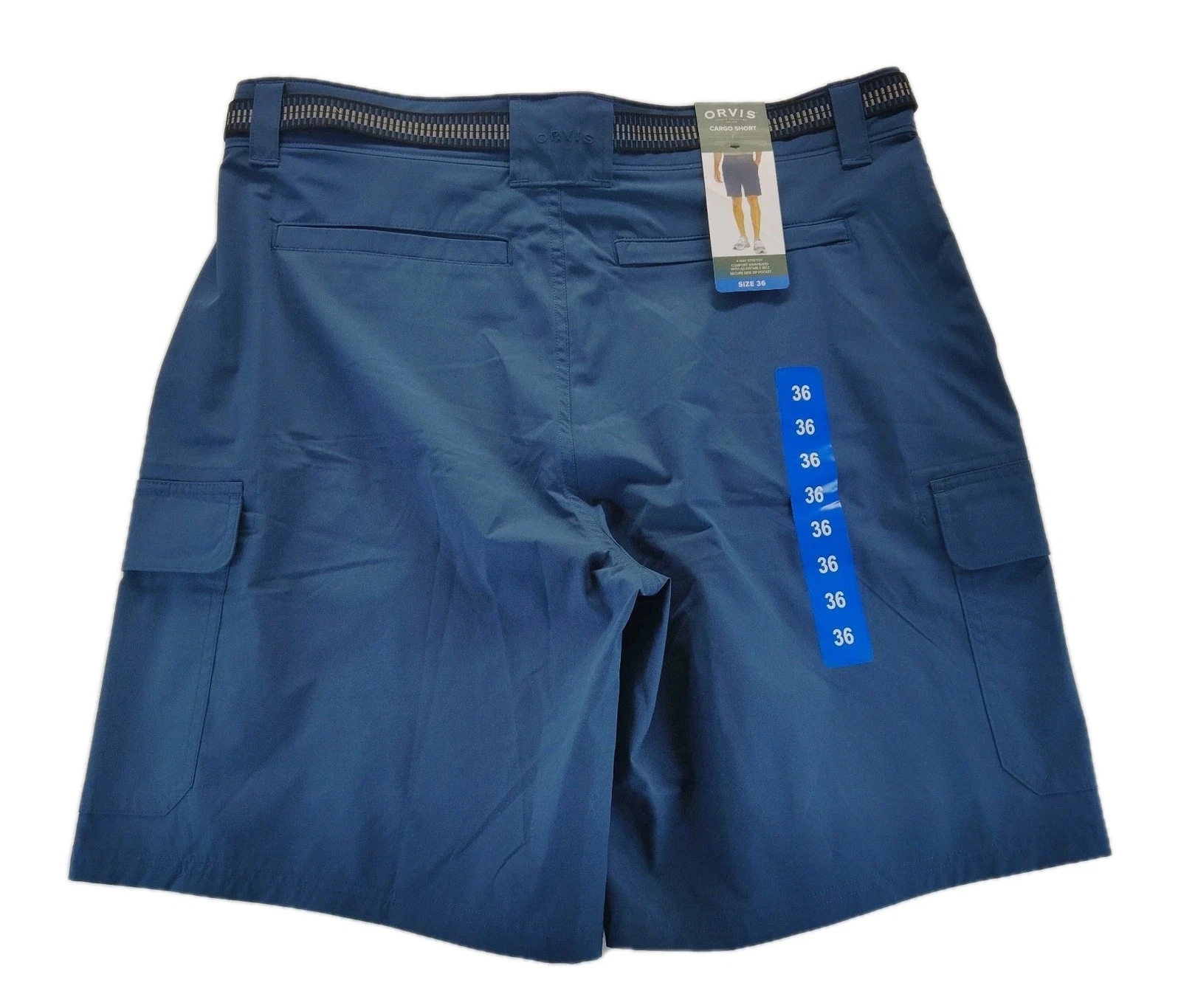 Orvis Belted Tech Cargo Shorts Mens Size 36 Insignia Blue NWT
