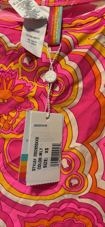 Trina Turk туника плавать прикрыть платье розовый оранжевый цветочный кафтан стиль - Изображение 2 из 2