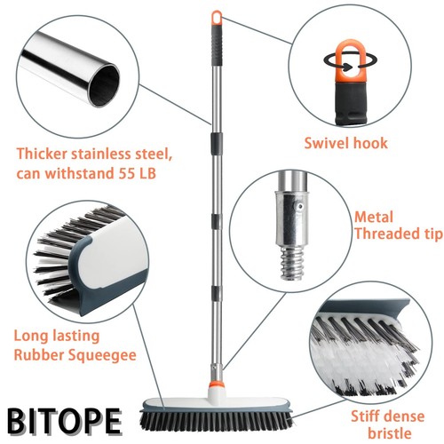 Floor Scrub Brush with Long Handle, Stiff Bristles Deck Brush, Multi-Purpose ... - Picture 7 of 8