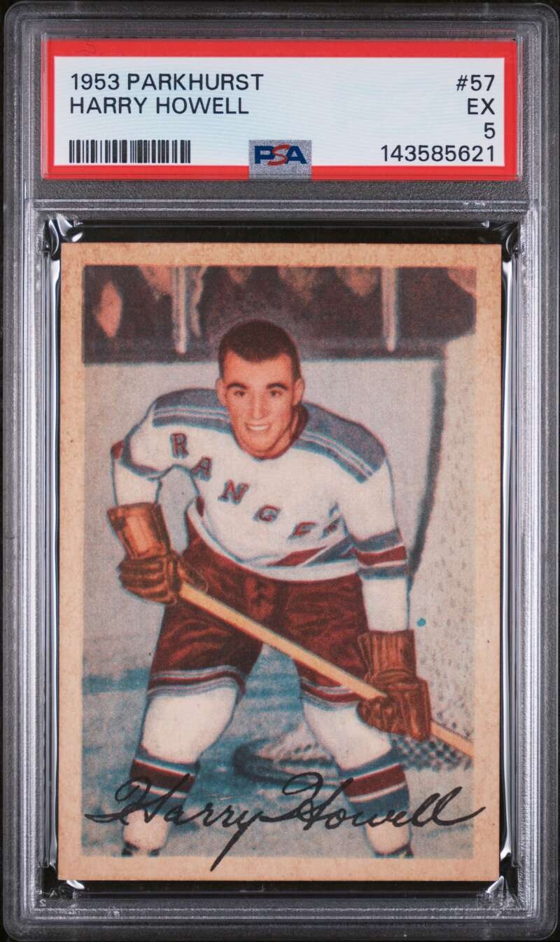 1953-54 Parkhurst Harry Howell #57 RC Rookie PSA 5 NY Rangers WZ66