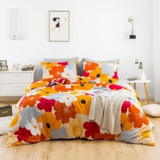 Floral Duvet Cover Queen 100 Cotton Burnt Orange Flower Duvet Cover 3 Pieces