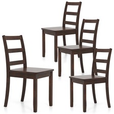 4PCS Dining Chairs Ladder Back Armless Side Chair w/ Solid Rubber Wood Legs