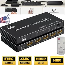 8K HDMI 2.1 Switch 4 in 1 out 4K 120Hz HDR HDMI 2.1 Switcher 4X1 HDCP 2.3-4 Port
