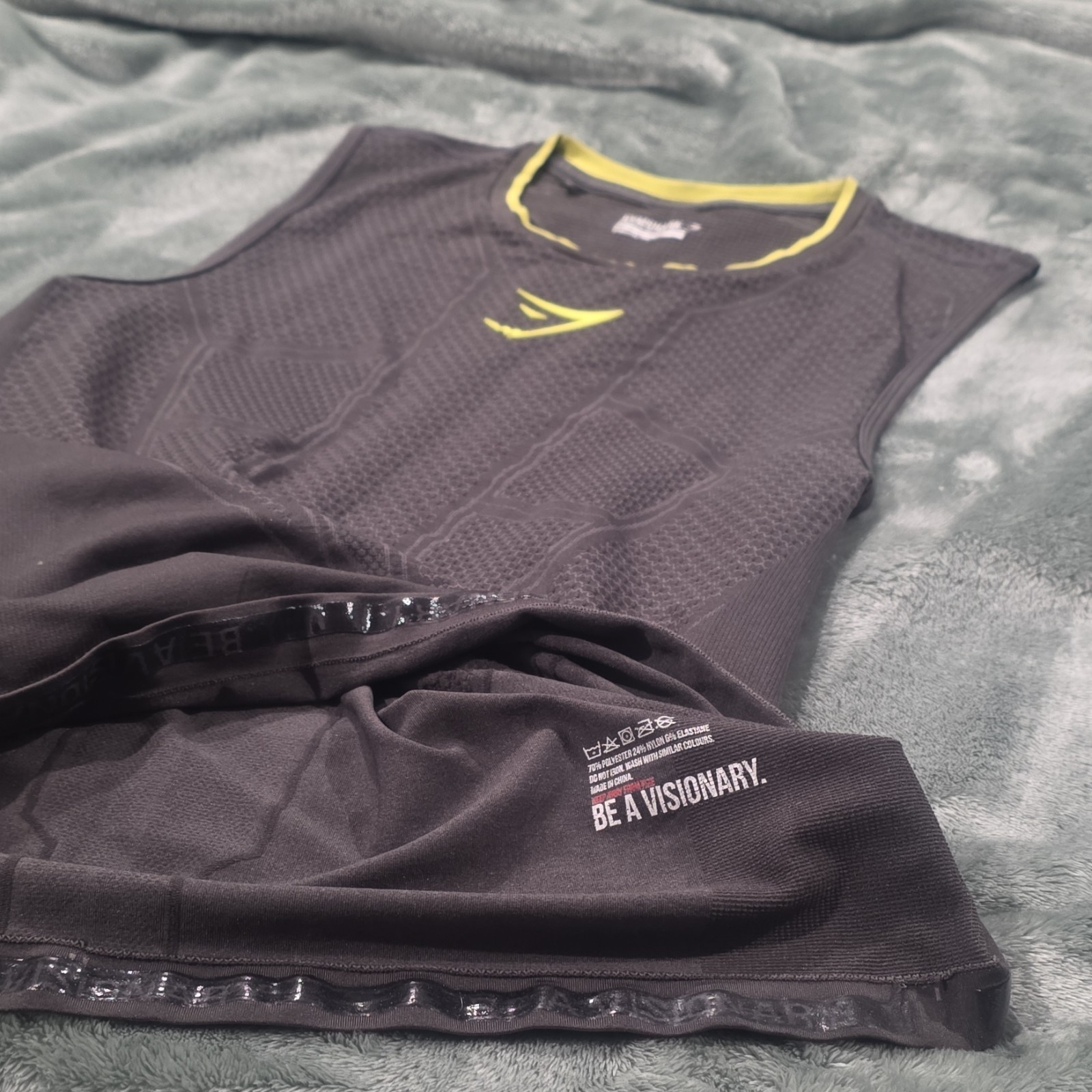 Gymshark Onyx V1 Tank – Yellow/Grey – Medium – Authentic David Laid image 5