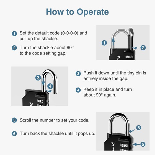 10 Pack Combination Lock for Locker 4 Digit Outdoor Waterproof Padlock for Sc... - Picture 7 of 7