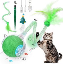 Interactive Cat Toy Ball with Feather Tails Motion Activated Rolling Toy