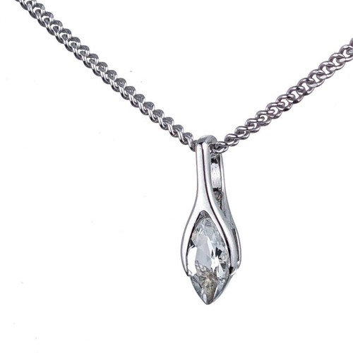 Natural White Topaz Necklace Sterling Silver SMALL Marquise Gemstone Handmade - Picture 8 of 12