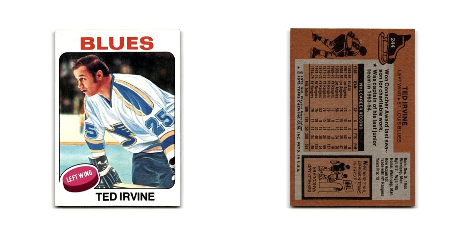 1975 Topps Ted Irvine St. Louis Blues #244 - Image 3 of 3