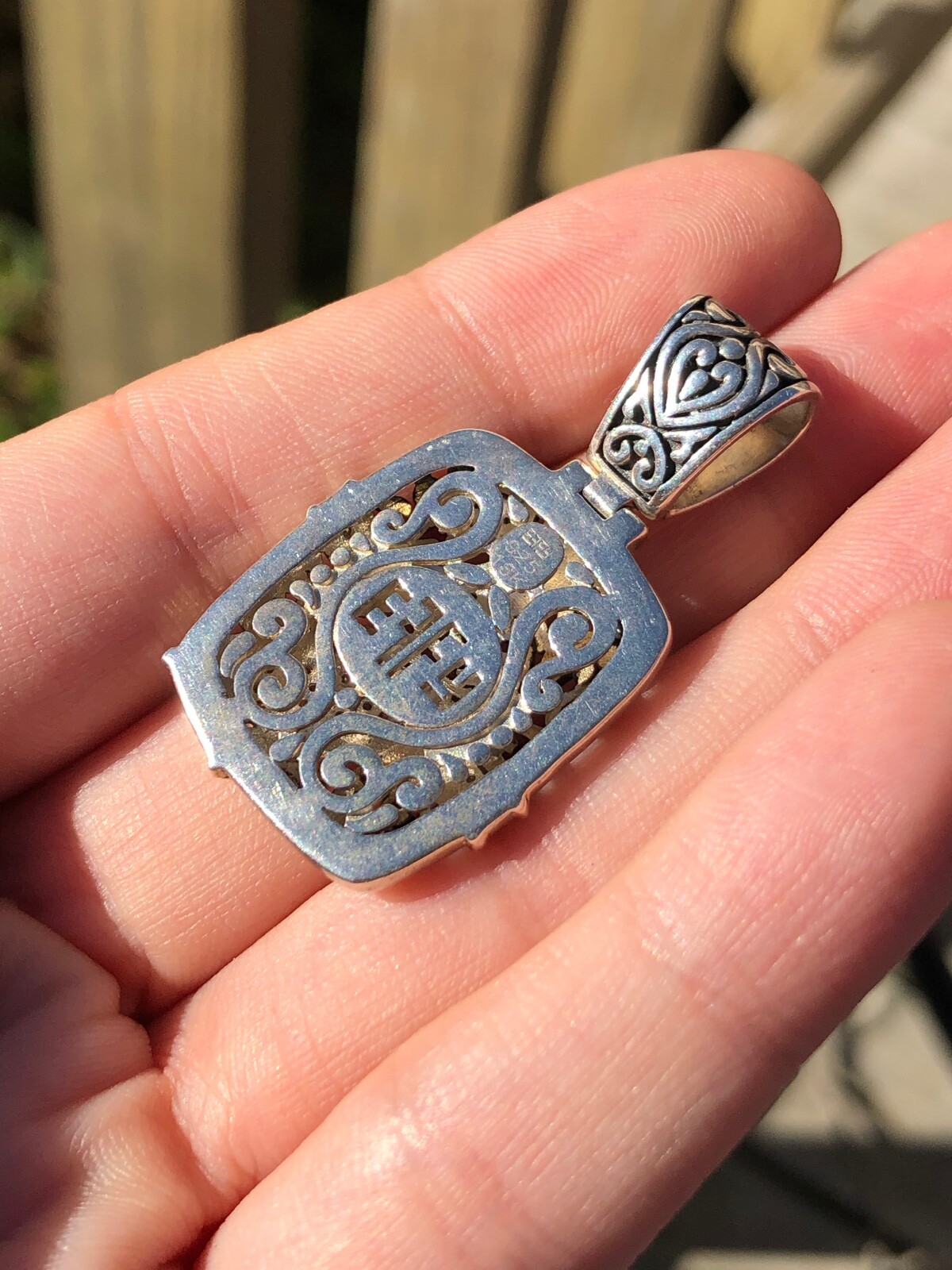 Effy Diamond Rectangular Pendant Sterling Silver … - image 6