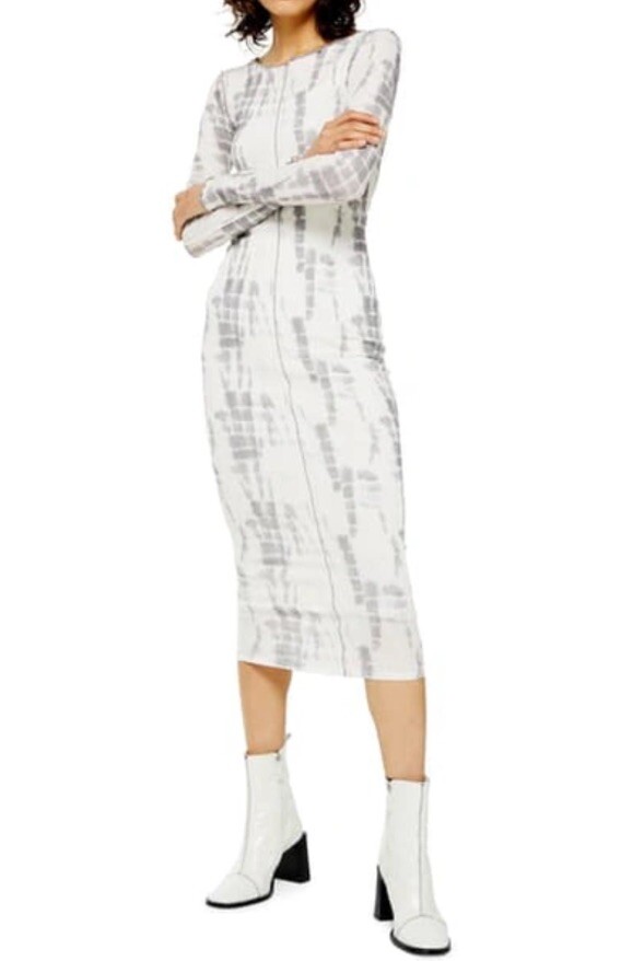 Topshop Midi Tie Dye Long Sleeve Dress Size 10 | eBay
