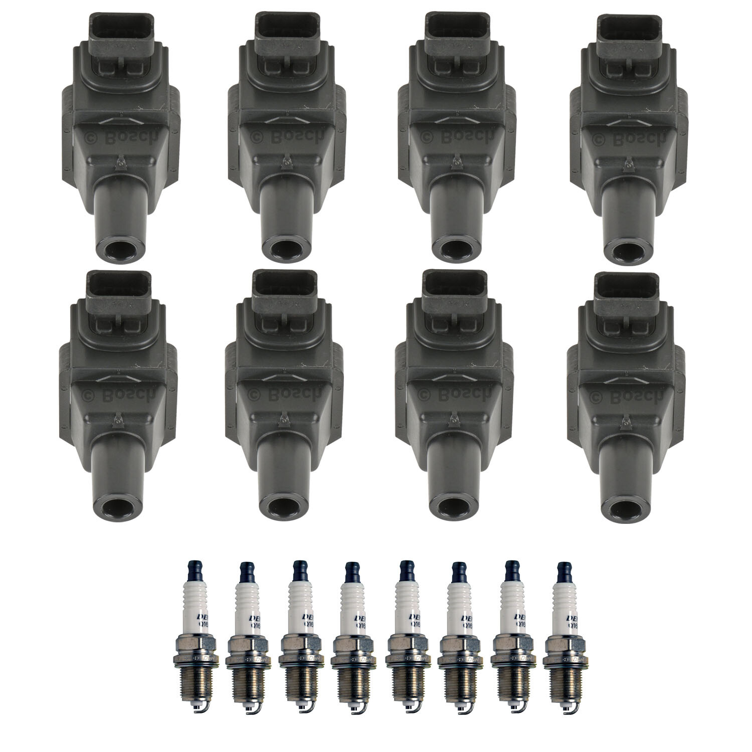 Bosch 8 Ignition Coil Denso 8 U-Groove Spark Plug Kit For XK8 W140 R129 V8