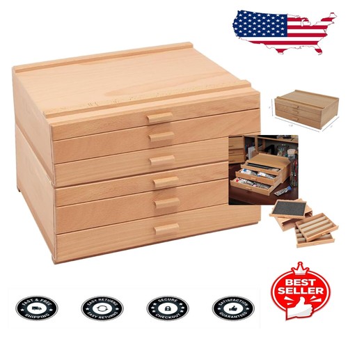 Natural Finish Stackable 3-Drawer Artist Storage Chests - Organize Your Studio