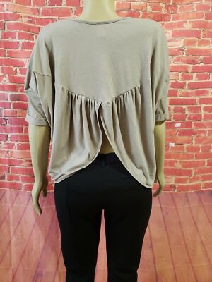 MIMC Oversized Taupe Boho Women's Cropped Top Blouse Size L NEW  #C