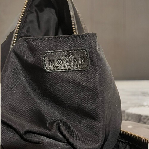 Borsa a tracolla in tela HOGAN cerniera più tasche manici in pelle nera accenti - Foto 6 di 9