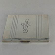 Elgin Puderdose mit Taschenspiegel in massivem Silber um 1925