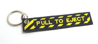 2 pcs REMOVE BEFORE FLIGHT PULL TO EJECT PILOT CREW EMBROIDERED TAG KEYCHAIN