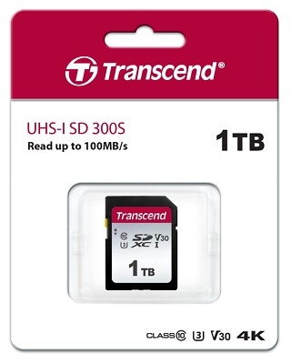 Transcend 1TB 300S SDXC UHS-I U3 V30 SD Memory Card CL10 100MB/sec 