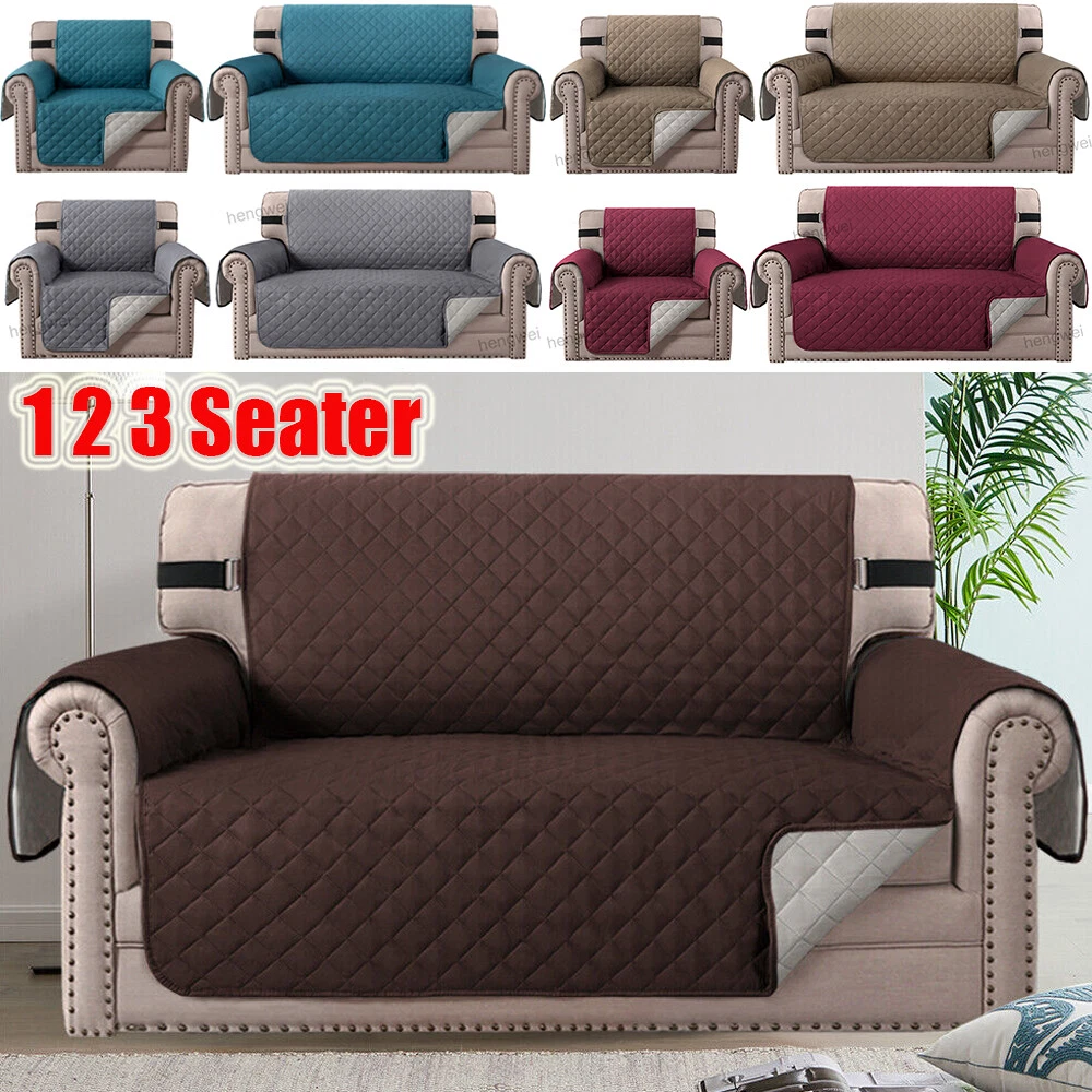 Reversible Quilted Sofa Cover Non Slip Slipcover 1 2 3 Seater