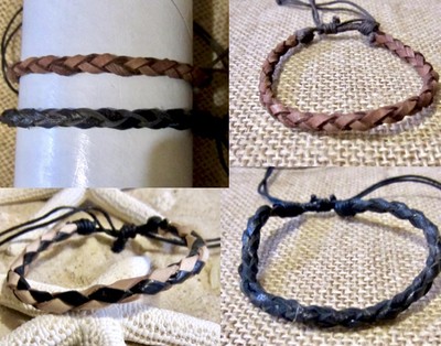 BRACELET BLACK CORD ROPE LEATHER ADJUSTABLE
