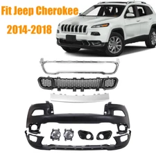 Front Bumper Cover Fascia Grille Kit For Jeep Cherokee 2014-2018 Primed
