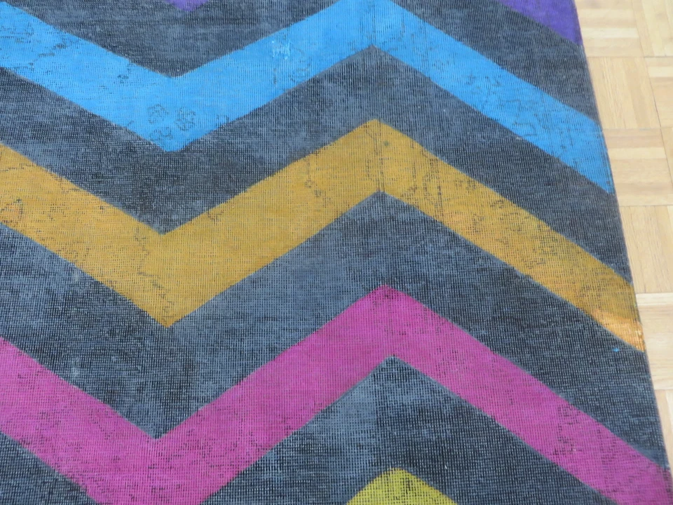 7'6 x 11 Hand Knotted Gray Modern Overdyed Vintage Oriental Rug G6401 - Image 3 of 4