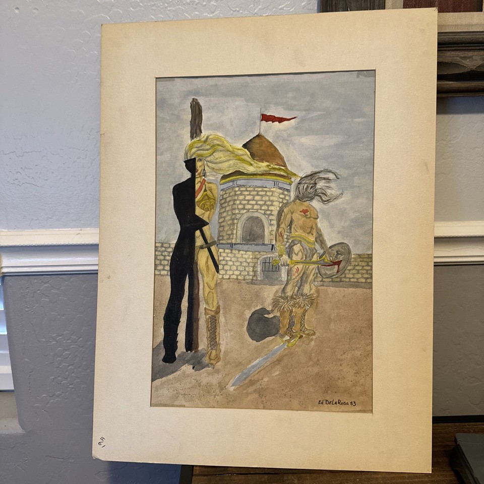 Original Watercolor Painting Drawing Fantasy Surrealistic Castle