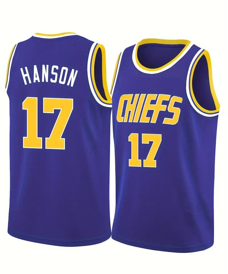 Youth/Men Hanson Brothers 16 17 18 Basketball Jersey Blue Chiefs Slap Shot