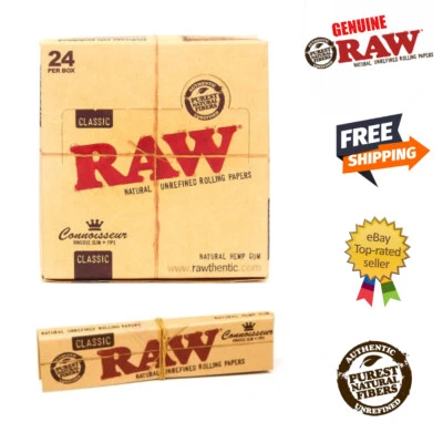 RAW Connoisseur King Slim Slim Unbleached Rolling Papers with Roach Tips