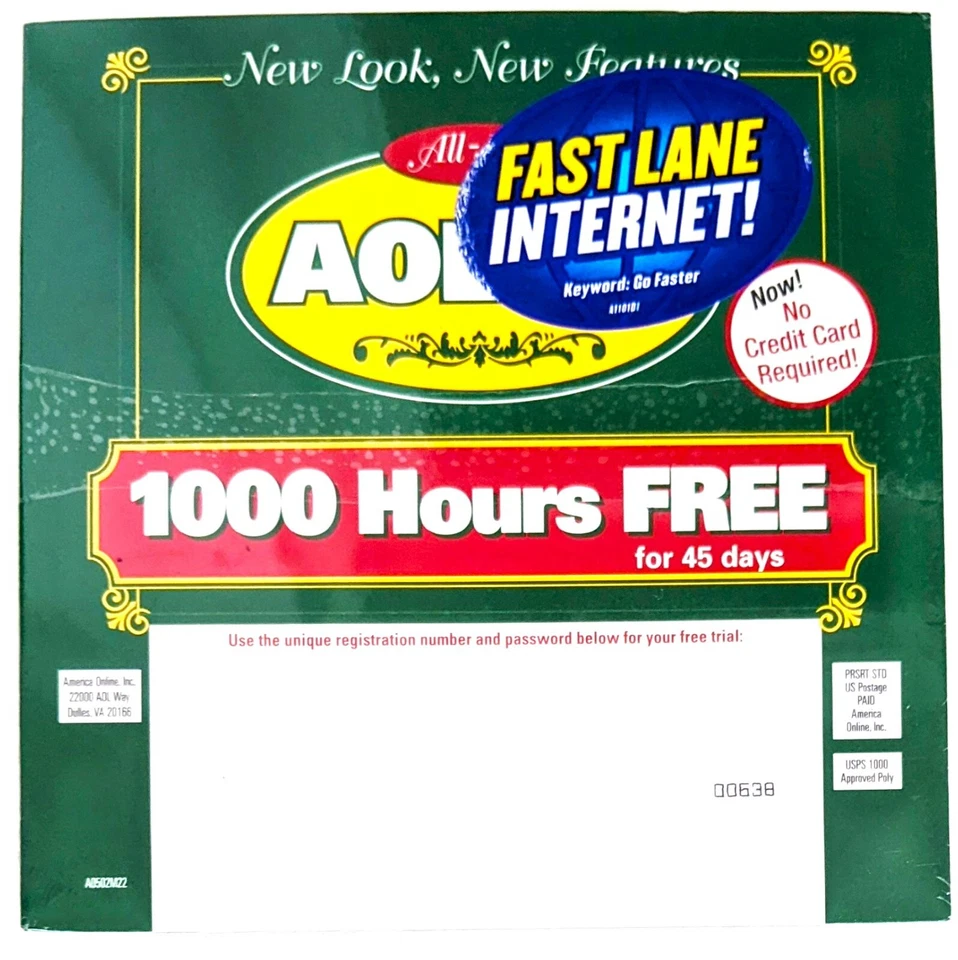 ORNATE GREEN America Online Collectible / Install Disc, Vintage AOL CD V7.0 Rare - Image 2 of 2