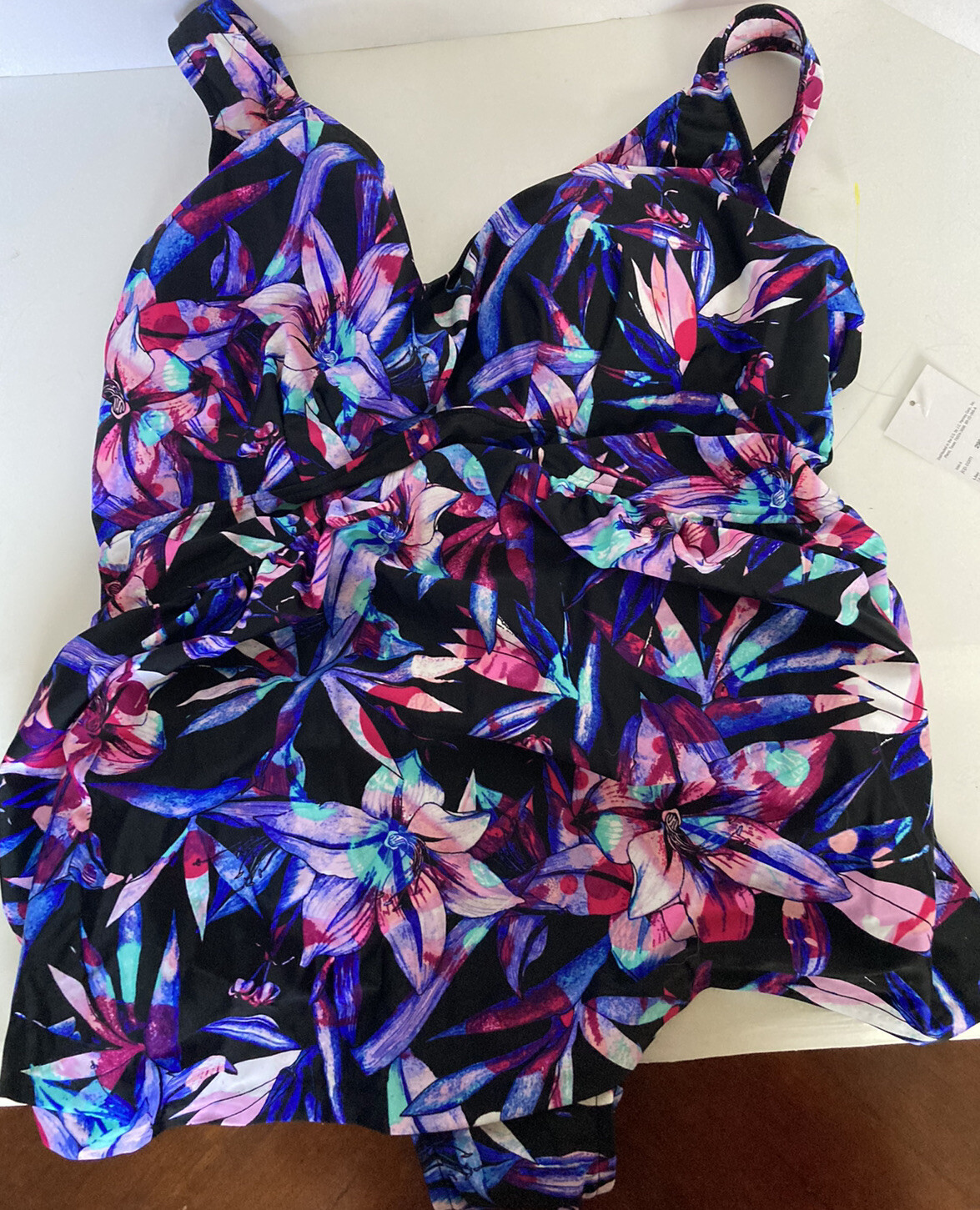 Le Cove J C Penny plus size 20 flowers black Lilac Pink light green NWT  Swimsuit | eBay