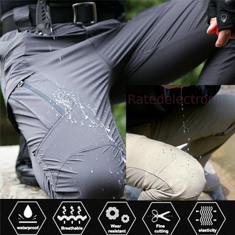 Men's Cargo Hiking Pants Waterproof Lightweight Quick Dry Utility 7 Po