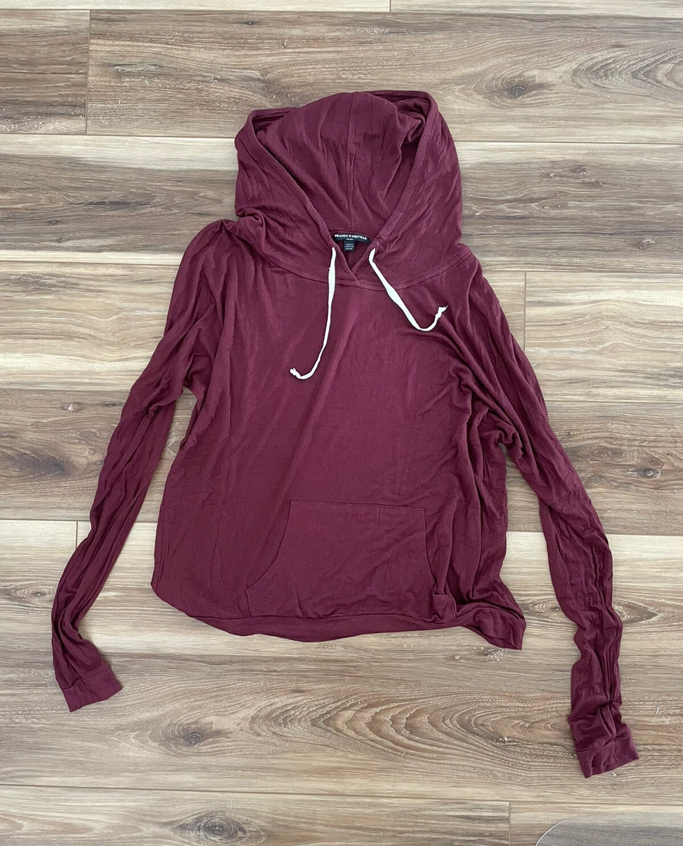 Brandy Melville Women's Hoodie Red Maroon Long Sleeve ONE SIZE Pullover