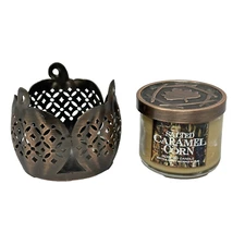 Bath & Body Works Salted Caramel Corn 1.3 Oz Bronze Pumpkin Mini Sleeve Holder