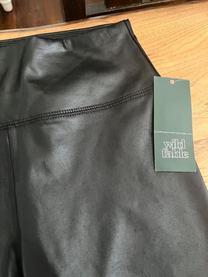 Women's Wild Fable Silver Glitter Black HighWaisted Leggings Size XS