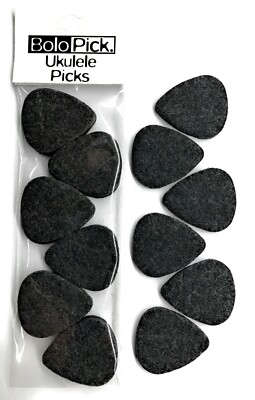 BoloPick Felt Picks for Ukulele, Guitar, and Bass 12 Pack (Black)