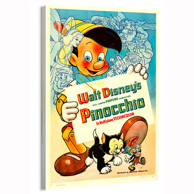 1940 Pinocchio (RKO) Disney KIDS Movie Poster or Canvas Home Decor Art Print