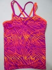 Nike Youth Girls Size 10 Tankini Fuchsia Crossback Logo Swimwear Beachwear