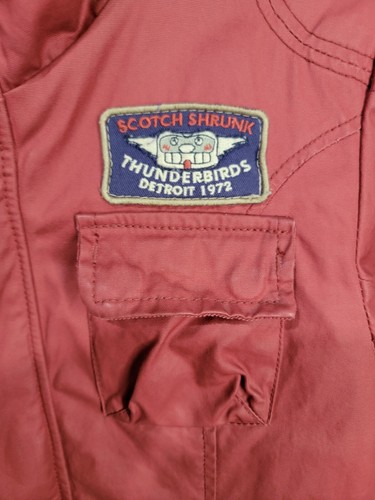 Scotch Shrunk Boys Waxed Cotton Jacket Size 10 With Patches Red Utility Coat - Picture 9 of 18