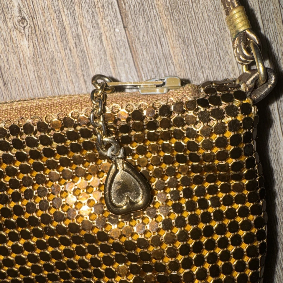 Vintage WHITING & DAVIS Bronze Purse Crossbody Bag Evening Chain Mail Mesh 8x5” - Image 3 of 4