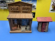 Vintage Sutters Creek General Store Front Diorama Wooden Wall Art & Out House