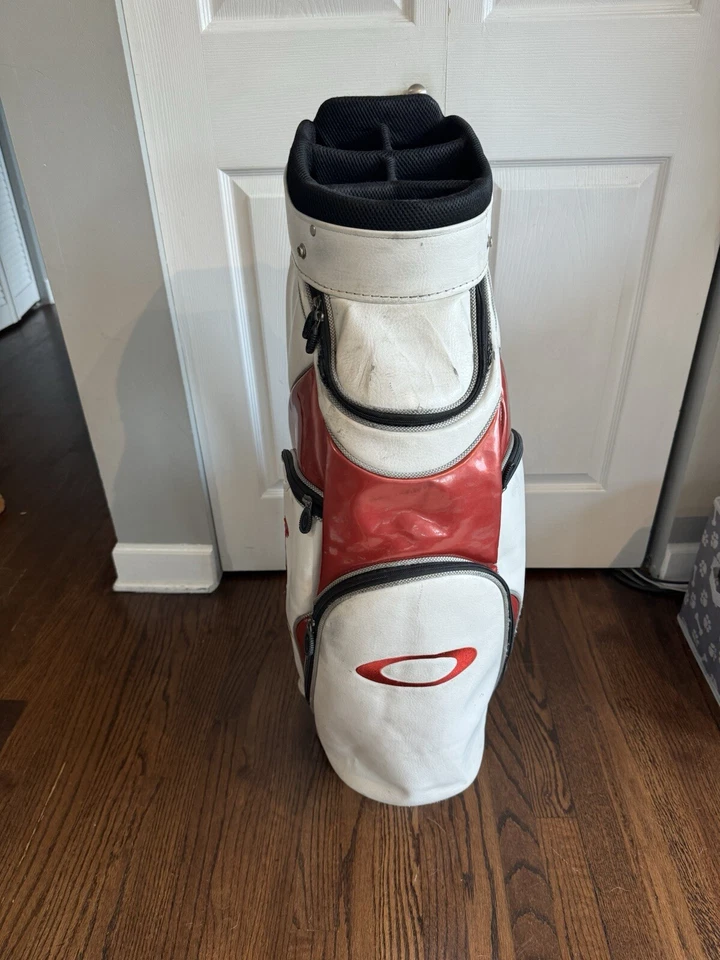 Bolsa de golf Oakley Skull 9,0 blanca/roja, correa y cubierta de lluvia carro carrito carrito Foto 4 de 4