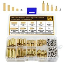 180Pcs Motherboard Standoffs Screws Nuts Kit, Hex Male-Female Brass Spacer M4