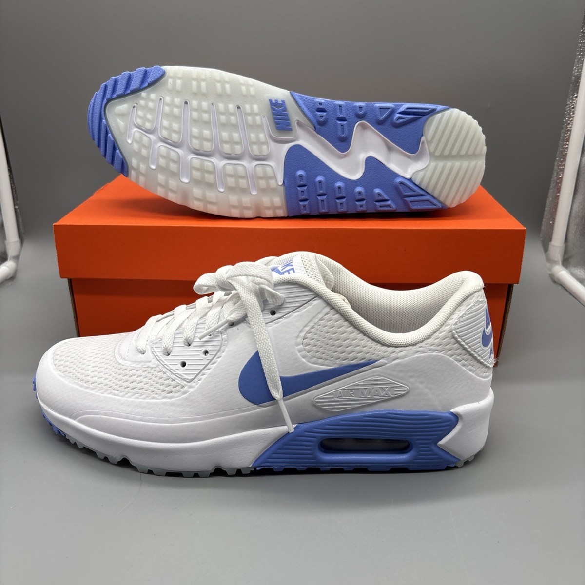 NIB NIKE Air Max 90 G Golf Shoes Mens Size 11 White Royal Blue 