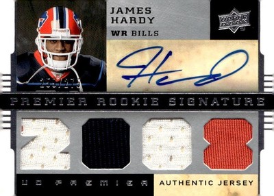 JAMES HARDY 2008 UD PREMIER AUTO QUAD JERSEY AUTO ROOKIE #259/275 BILLS 